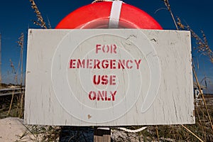 For Emergency Use Only Sign on Life Buoy