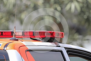Emergency warning lights on rescue car