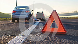 The emergency warning triangle.AI generated image photo