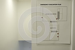 Emergeny Evacuation Plan template fixed on an Office Wall