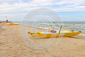 Emergenza boat at the beach, Italy, Riccione