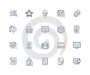 Emerging company line icons collection. Startup, Growth, Innovation, Disruption, Ambition, Entrepreneurship, Progress