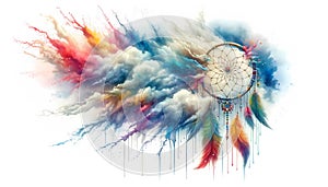 Emerging Hope: Dream Catcher and Splash Cloud in Watercolor