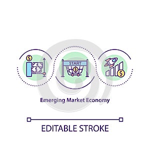 Emerging market economy concept icon