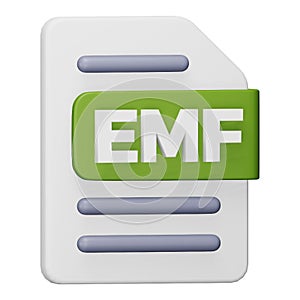 Emf file format 3d rendering isometric icon.