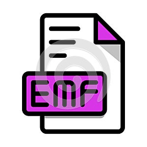 EMF File Format Icon. type file Editable Bold Outline With Color Fill Design icons. Vector illustration