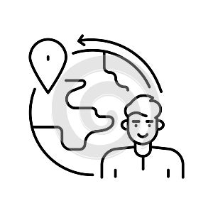 Emigration black line icon.