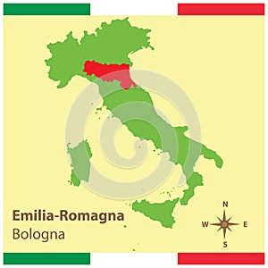 emilia-romagna on italy map. Vector illustration decorative design