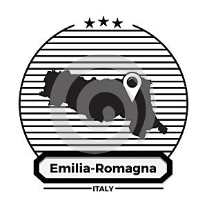 emilia-romagna map label. Vector illustration decorative design