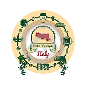 emilia romagna map label.. Vector illustration decorative design