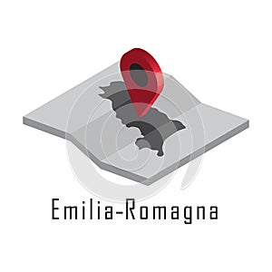 emilia-romagna map with map pointer. Vector illustration decorative design