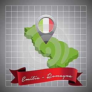 emilia-romagna map with map pointer. Vector illustration decorative design