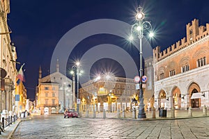 Italian medieval city. Piacenza, historical center, square Cavalli photo