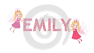 Emily female name with cute fairy
