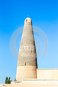 Emin minaret, or Sugong tower, in Turpan, is the largest ancient Islamic tower in Xinjiang, China.