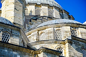 Eminonu Yeni Cami or New Mosque. Islamic background photo. Ottoman mosque architecture background photo.