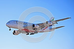 Emirates Airbus A380-800 Coming In For A Landing