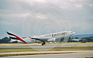 Emirates Airlines Airbus A330 A6-EAB departs Manchester