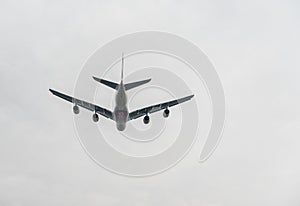 LONDON, ENGLAND - SEPTEMBER 25, 2017: Emirates Airlines Airbus A380 A6-EOC taking off in London Heathrow International Airport.