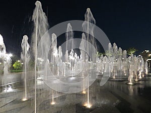 Emirates Palace Fountains in Abu Dhabi at night