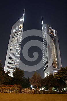 Emirates towers by night photo