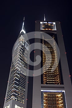 Emirates towers by night