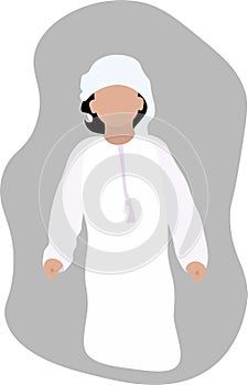 Emirati muslim boy child from united arab emirates vector illustration faceless