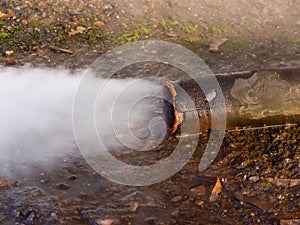 Emission of steam from a pipe