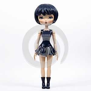 Emma: Stylistic Manga Doll With Short Navy Hair And Boots