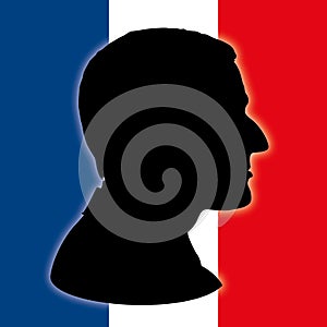 Emmanuel Macron silhouette with France flag