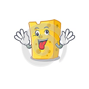 Emmental cheese Cartoon character style with a crazy face