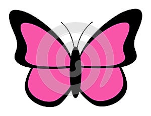 Emo butterfly. Glamour trendy 2000s aesthetic. Black and pink. Y2k. Graphic flat vector illustration.