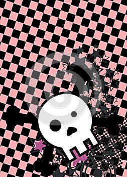 Emo style cartoon skull and stars cel phone wallpaper 7