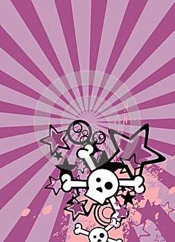 Emo style cartoon skull and stars cel phone wallpaper 3