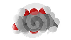 emodin molecule, anthraquinone family, molecular structure, isolated 3d model van der Waals photo