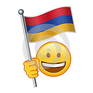 Emoji with Armenia flag Large size of yellow emoji smile