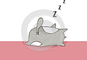 Emoji of a cat snoring while sleeping vector or color illustration