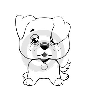 Emoji character cartoon dog embarrassed, shy and blushes sticker emoticon