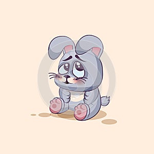 Emoji character cartoon Gray leveret embarrassed, shy and blushes sticker emoticon