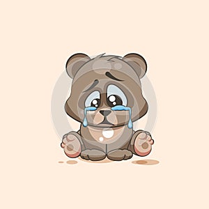 Emoji character cartoon sad and frustrated Bear crying, tears sticker emoticon