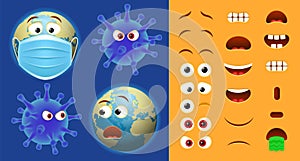 Emoji corona virus creator pack, vector illustration