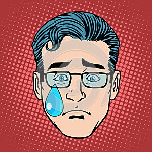 Emoji cry sadness man face icon symbol