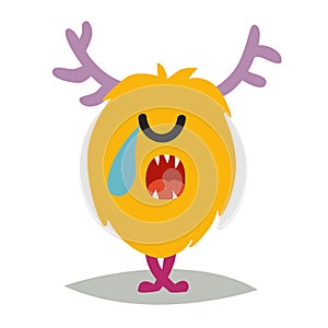Emoji crying monster. Cute sad cyclop vector illustration photo