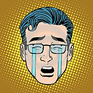 Emoji crying sadness man face icon symbol