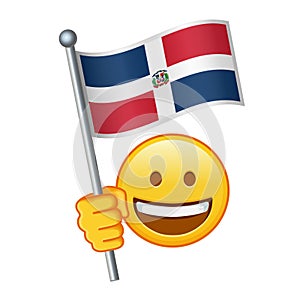 Emoji with Dominican Republic flag Large size of yellow emoji smile