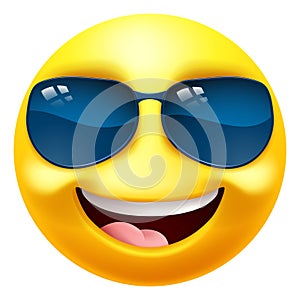 Emoji Emoticon Face In Sunglasses Cartoon Icon