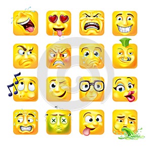 Emoji Emoticon Faces 3d Icon Cartoon Character Set photo