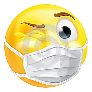 Emoji Emoticon PPE Medical Mask Face Winking photo