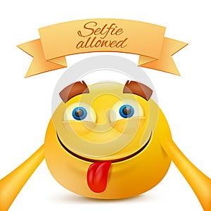 Emoji emoticon smiley yellow face character making selfie