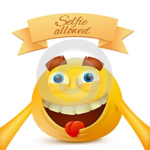 Emoji emoticon smiley yellow face character making selfie